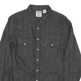 LEVI'S Womens Grey Cotton Blend Western Shirt L Button Pockets Casual Durable