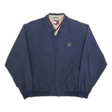 TOMMY HILFIGER Mens Navy Blue Harrington Jacket L Polyester Blend Zip Plain