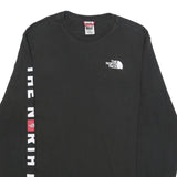THE NORTH FACE Mens Black S Long Sleeve Crew Neck Branded Logo Cotton T-Shirt