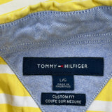 Tommy Hilfiger Striped Short Sleeve Shirt - Large Yellow Cotton