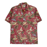 Tees Hawaii Floral Hawaiian Shirt - Small Red Cotton