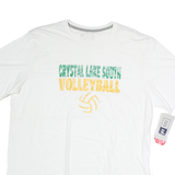 RUSSELL ATHLETIC Mens White Crystal Lake South Volleyball Graphic T-Shirt XL
