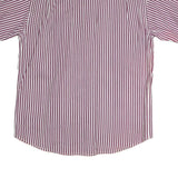 LEWIS Mens Maroon & White Striped Shirt M Cotton Short Sleeve Button Shirt