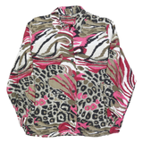 Womens Beige & Pink Animal Print Shirt Long Sleeve Collared L