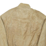 COTTRELL & HAYS Mens Beige Leather Bomber Jacket L Suede Zip Closure Casual