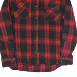 JACHS Mens Red & Black Check Shirt M Cotton Blend Casual Long Sleeve Button