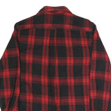 JACHS Mens Red & Black Check Shirt M Cotton Blend Casual Long Sleeve Button