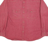 FREE LOOK Mens Red Cotton Shirt 2XL Long Sleeve Button Front Casual