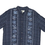 ISLAND SHORES Mens Blue Rayon XL Short Sleeve Shirt Floral Pattern Casual