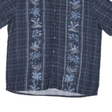 ISLAND SHORES Mens Blue Rayon XL Short Sleeve Shirt Floral Pattern Casual