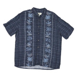 ISLAND SHORES Mens Blue Rayon XL Short Sleeve Shirt Floral Pattern Casual