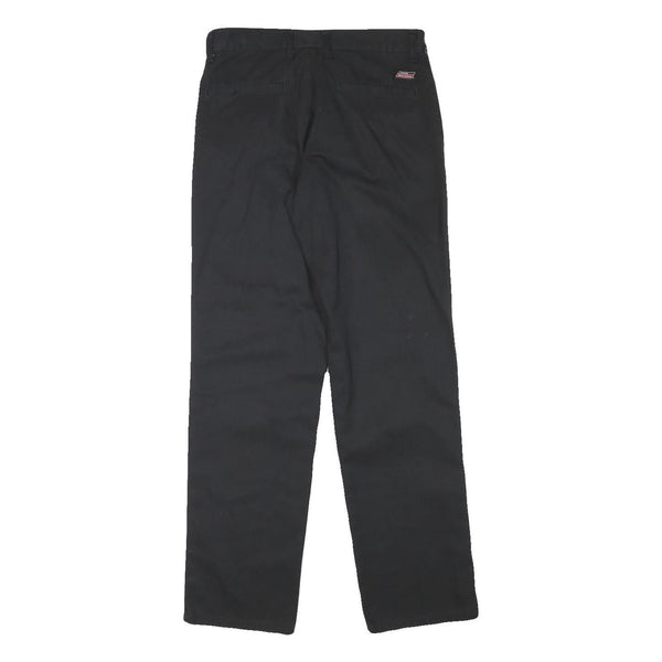 DICKIES Mens Cotton Blend Black Regular Straight Trousers W30 L31 Workwear Zip
