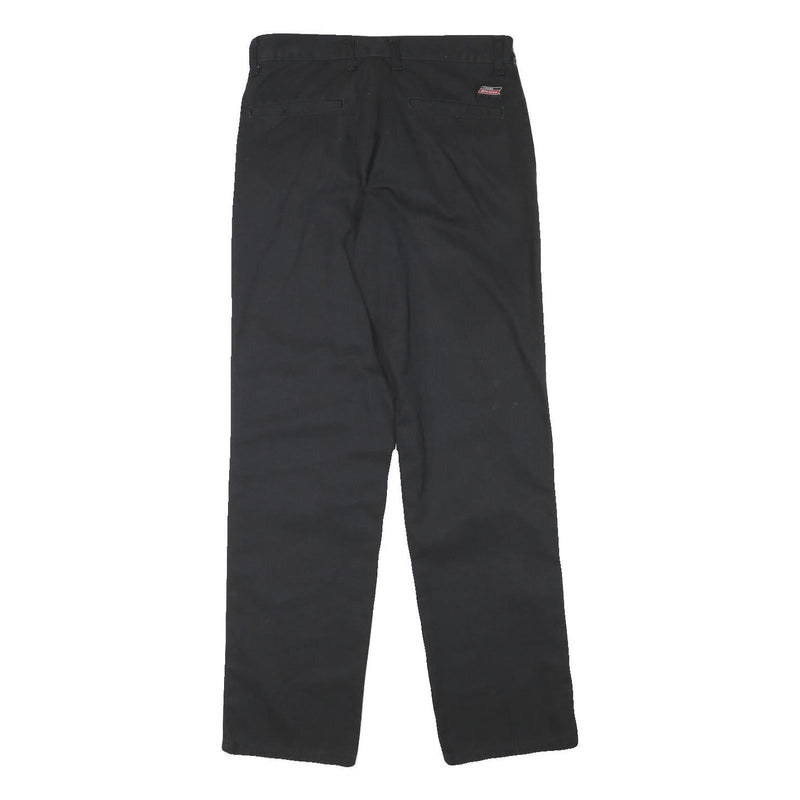 DICKIES Mens Cotton Blend Black Regular Straight Trousers W30 L31 Workwear Zip