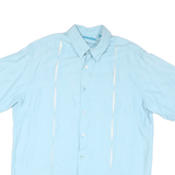 TORI RICHARD Mens Blue Cotton Blend Short Sleeve Shirt L Lionfish Print Casual