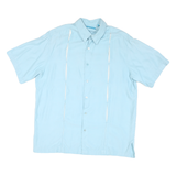 TORI RICHARD Mens Blue Cotton Blend Short Sleeve Shirt L Lionfish Print Casual