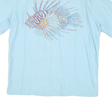 TORI RICHARD Mens Blue Cotton Blend Short Sleeve Shirt L Lionfish Print Casual
