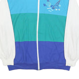 PETER POPOVITCH Womens Blue & Teal & White Shell Graphic Zip Up Collar L