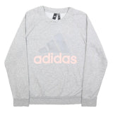 ADIDAS Womens Grey Crew Neck XL Cotton Sweatshirt Logo Print Casual Pullover