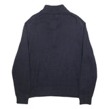 POLO RALPH LAUREN Mens Navy Blue Fashion Jumper Cotton Pullover L Zip Neck
