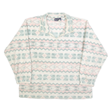 BAY CLUB Womens Cream & Pink Patterned Pullover Jumper Round Neck Chunky Knit M