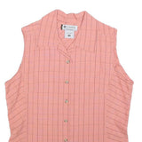 COLUMBIA Womens Pink & Black Check Sleeveless Shirt M Button Front Summer