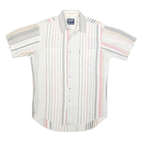 WRANGLER Mens White & Pink Striped Casual Shirt M Short Sleeve Button Cotton