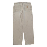 CARHARTT Mens Regular Fit Beige Cotton Blend Zip Trousers W36 L31 Workwear