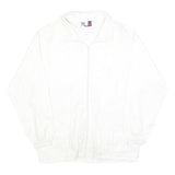 US BASIC Mens White Zip Up Nylon Jacket M Plain Lightweight Windbreaker