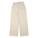 BERSHKA Womens Beige Relaxed Wide-Leg Trousers W26 L30 Casual Cotton Blend Zip