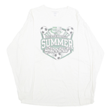 PORT AND COMPANY Mens White Summer Shootout Graphic T-Shirt XL Long Sleeve Crew