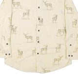 WOOLRICH Mens Cream Shirt M Cotton Blend Printed Deer Pattern Long Sleeve