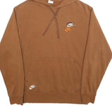 NIKE Mens Brown Hoodie M Cotton Blend Pullover Stylish Logos