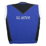 CATS Mens Blue & Black White Colourblock S Nylon Zip Sleeveless Sports Logo