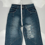Hip Hop Randis Embroidered Denim Shorts - 30W 18L Blue Cotton
