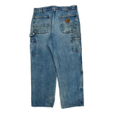 Made In USA Carhartt Double Knee Carpenter Pants - 34W 29L Blue Cotton