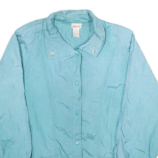 Haband Womens Blue Nylon Jacket M Plain Zip Lightweight Casual Outerwear