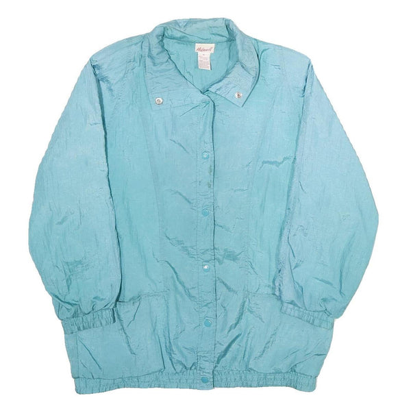 Haband Womens Blue Nylon Jacket M Plain Zip Lightweight Casual Outerwear