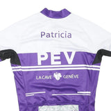 Womens White & Purple Cycling T-Shirt L Short Sleeve Zip Collar Branded Graphic