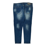 Rose & Words Graphic Jeans - 39W 28L Blue Denim