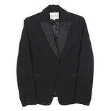 REISS Womens Black Tailored Wool Jacket UK 8 Button Closure Formal Blazer
