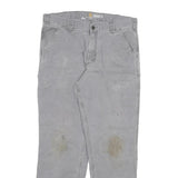CARHARTT Mens Cotton Blend Grey Relaxed Fit Straight Trousers W34 L29 Workwear