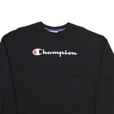 CHAMPION Mens Black Cotton Blend Crew Neck S Sweatshirt Classic Logo Pullover