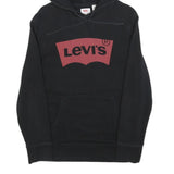 LEVI'S Mens Black Hoodie S Cotton Blend Pullover Casual Logo Sweatshirt