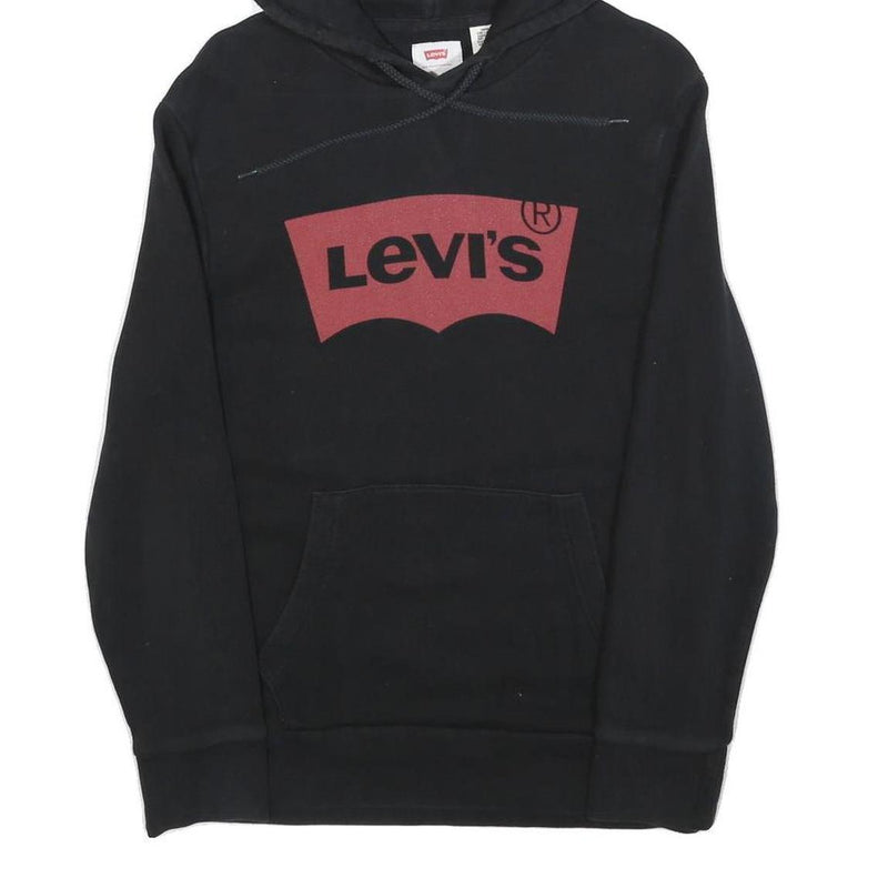 LEVI'S Mens Black Hoodie S Cotton Blend Pullover Casual Logo Sweatshirt