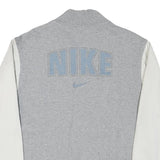 NIKE Mens Grey & White Varsity Jacket M Cotton Blend Zip Plain Athletic Casual