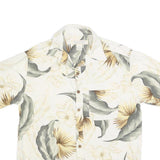 ISLAND REPUBLIC Mens Cream Floral Silk Short Sleeve Shirt M Lightweight Tropical