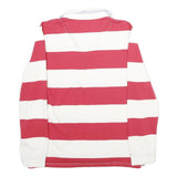 CREW CLOTHING Womens Red & White Striped Long Sleeve Rugby Polo Shirt UK 12