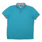 TOMMY HILFIGER Mens Blue Polo Shirt Short Sleeve M Cotton Blend Classic Fit
