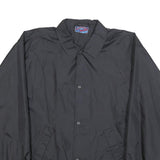 US BASIC Mens Black Nylon Coach Jacket L Button Plain Lightweight Stylish