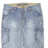 TIMEZONE Mens Denim Blue Cargo Shorts XL W40 Casual Cotton Blend